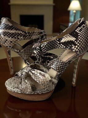 ALEXANDRE BIRMAN Snake Print Leather Heels Size 8